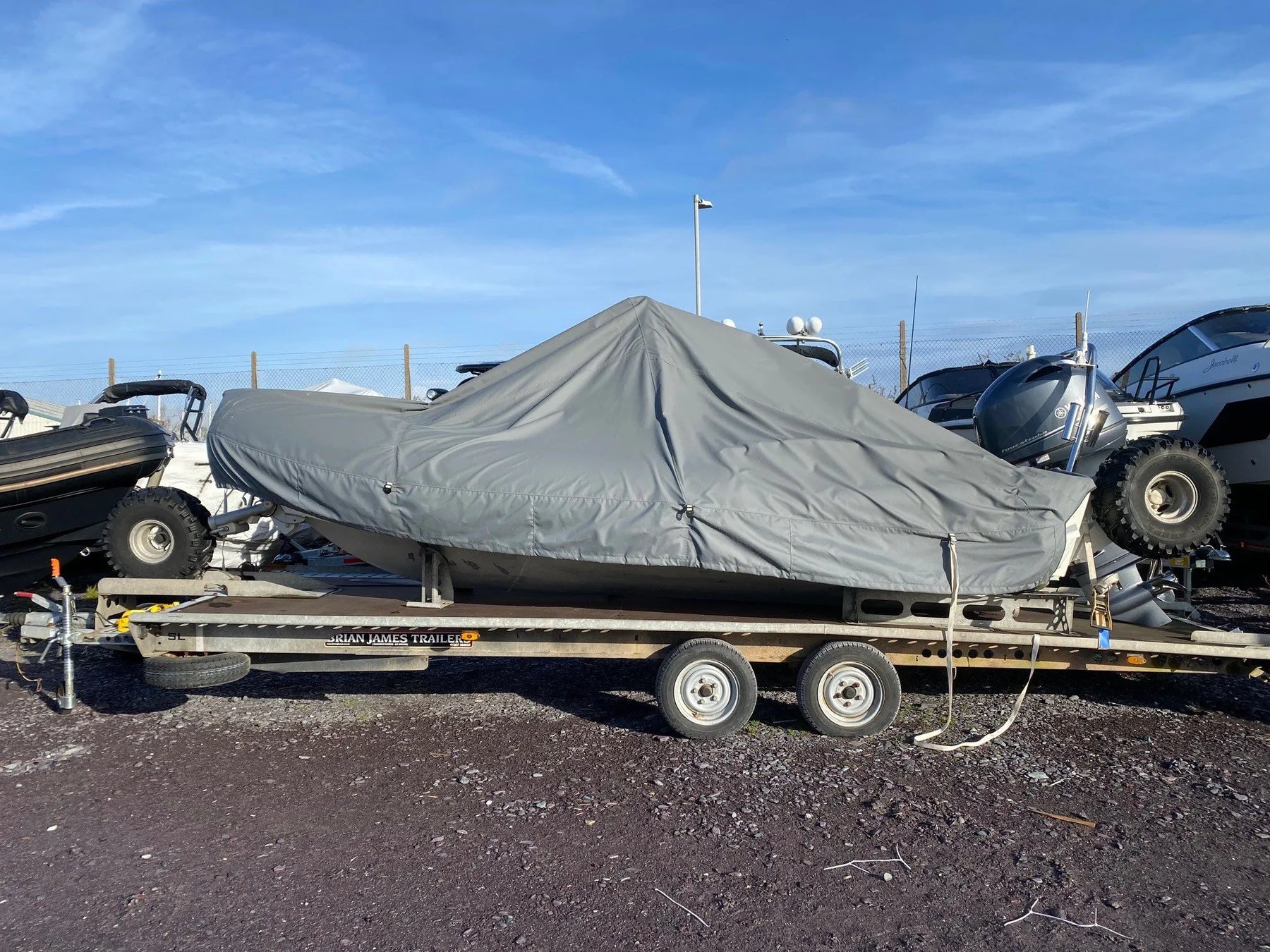 Gret Oceansouth Brand Boat Cover on Runabout Trailer Boat