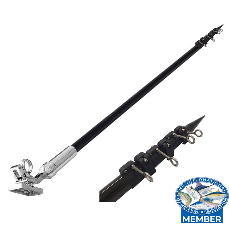 Image with white background of a Kilwell outrigger: Enhance stability, increase lure spread, and improve your catch rate.