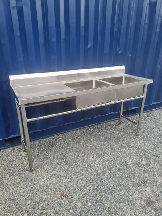 Stainless Steel Bench With Double Sink