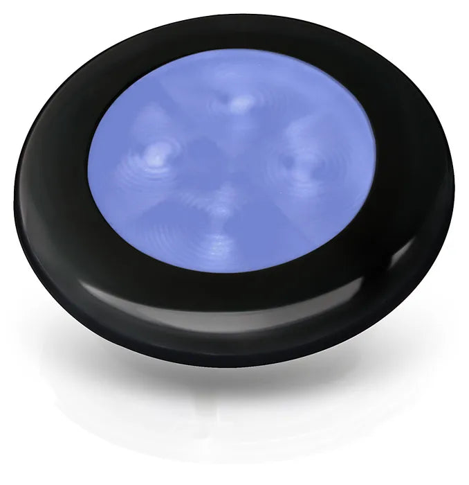 Black Plastic Rim Hella Marine LED Round Courtesy Lamps - Blue