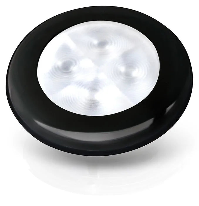 Black Plastic Rim Hella Marine LED Round Courtesy Lamps - White