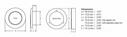 Diagram and dimensions of the Hella Marine LED Round Courtesy Lamps - Blue