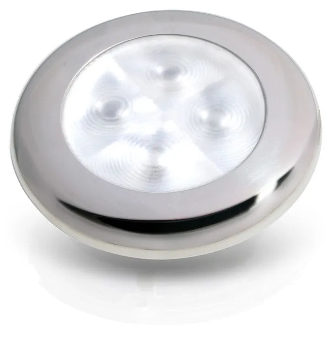 Hella Marine White LED Courtesy Lamp with Satin Stainless Steel Rim.