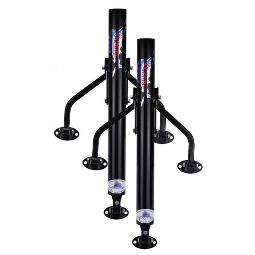 Reelax Outrigger Base Reef 550 SS Black (Pr) - Stainless steel outrigger bases with a black powder-coated finish, designed for use with 5.5m outrigger poles.