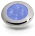 Satin Stainless Rim Hella Marine LED Round Courtesy Lamps - Blue