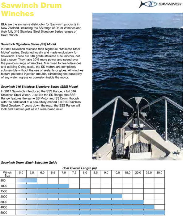 Savwinch 1000SSS Signature Stainless Drum Winch