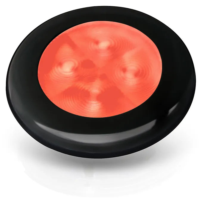 Black Plastic Rim Hella Marine LED Round Courtesy Lamps - Red