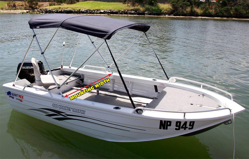 Stainless Steel 3 Bow Bimini Top 1.9 - 2.1m